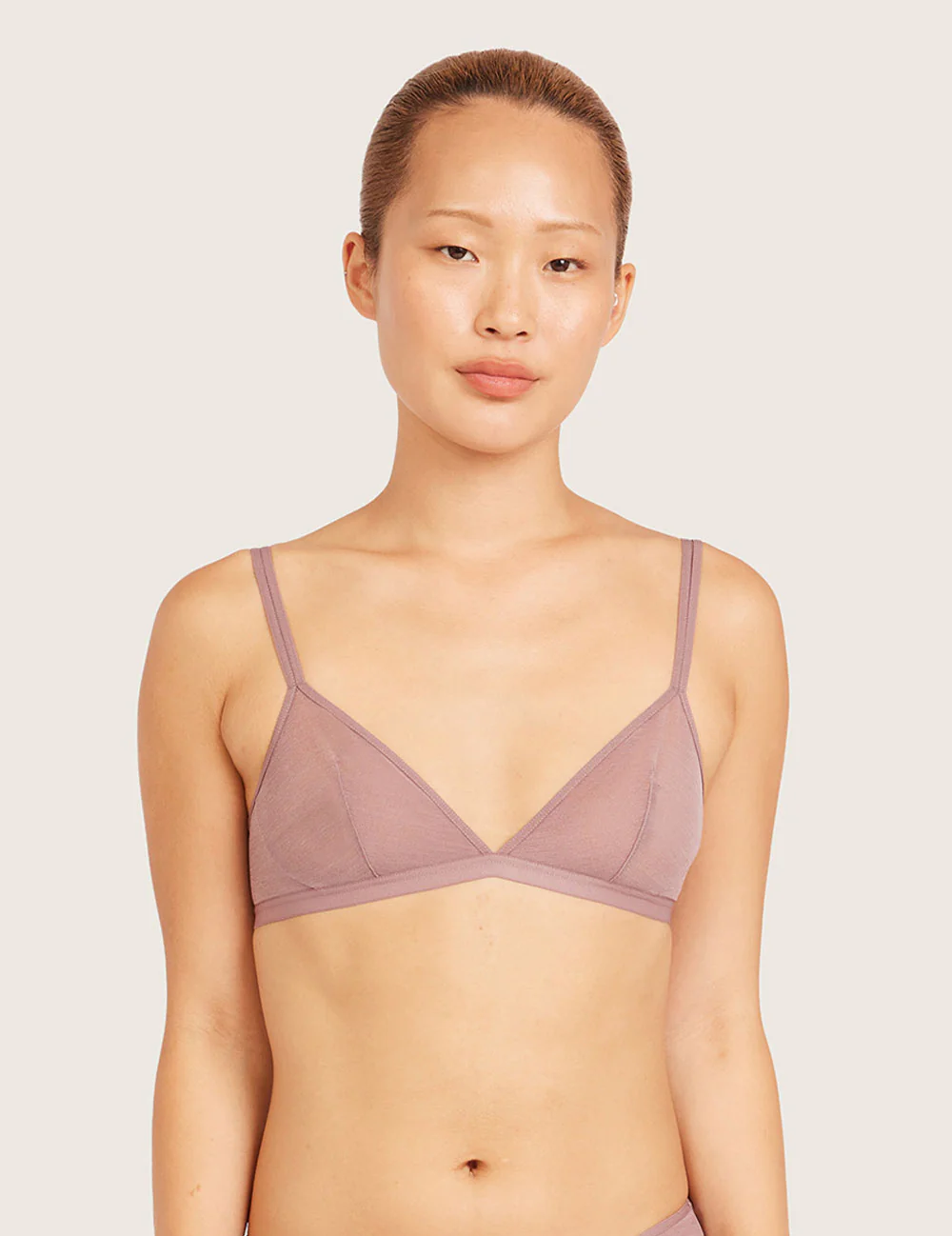 Boody FreeMesh® trekants-BH i Mauve – forfra på anden model