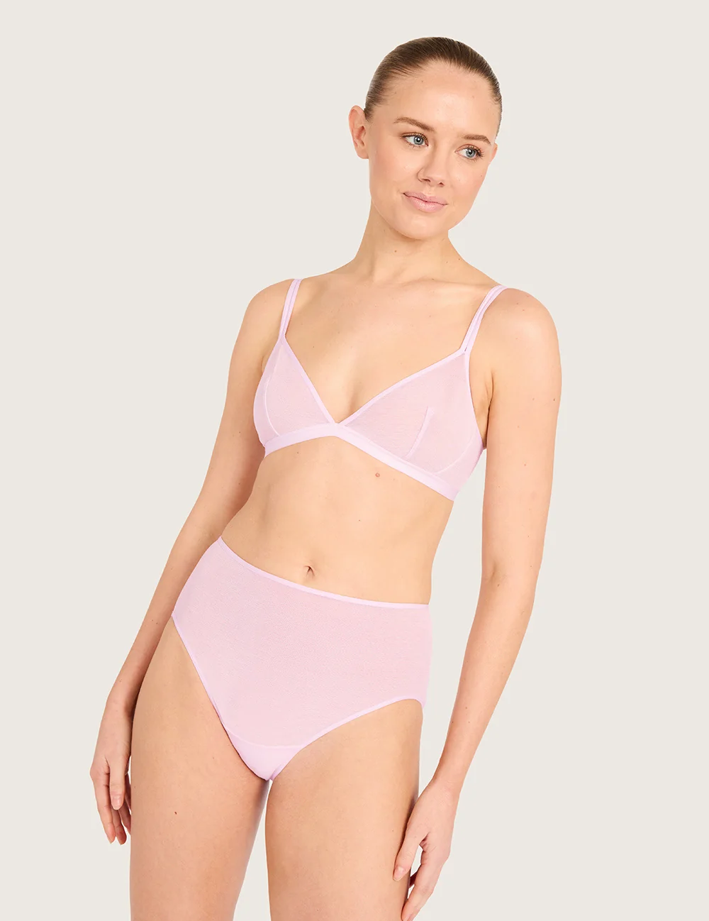 Boody FreeMesh trekants-bh i Pink Sorbet med matchende trusse