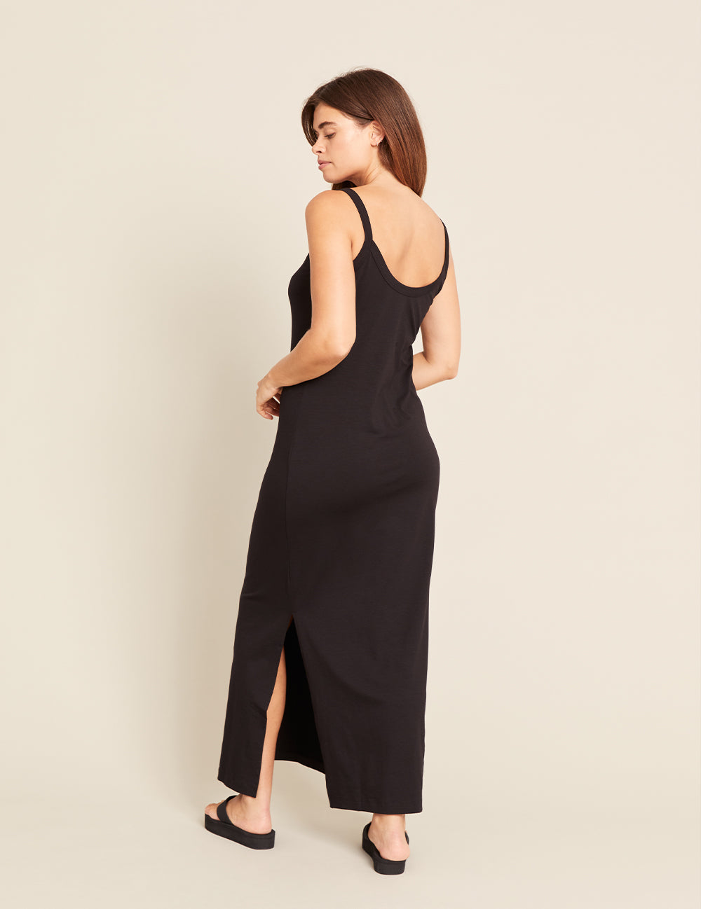 V-Neck Slip Dress - Black