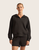 Sweatshirt med halv lynlås – Sort