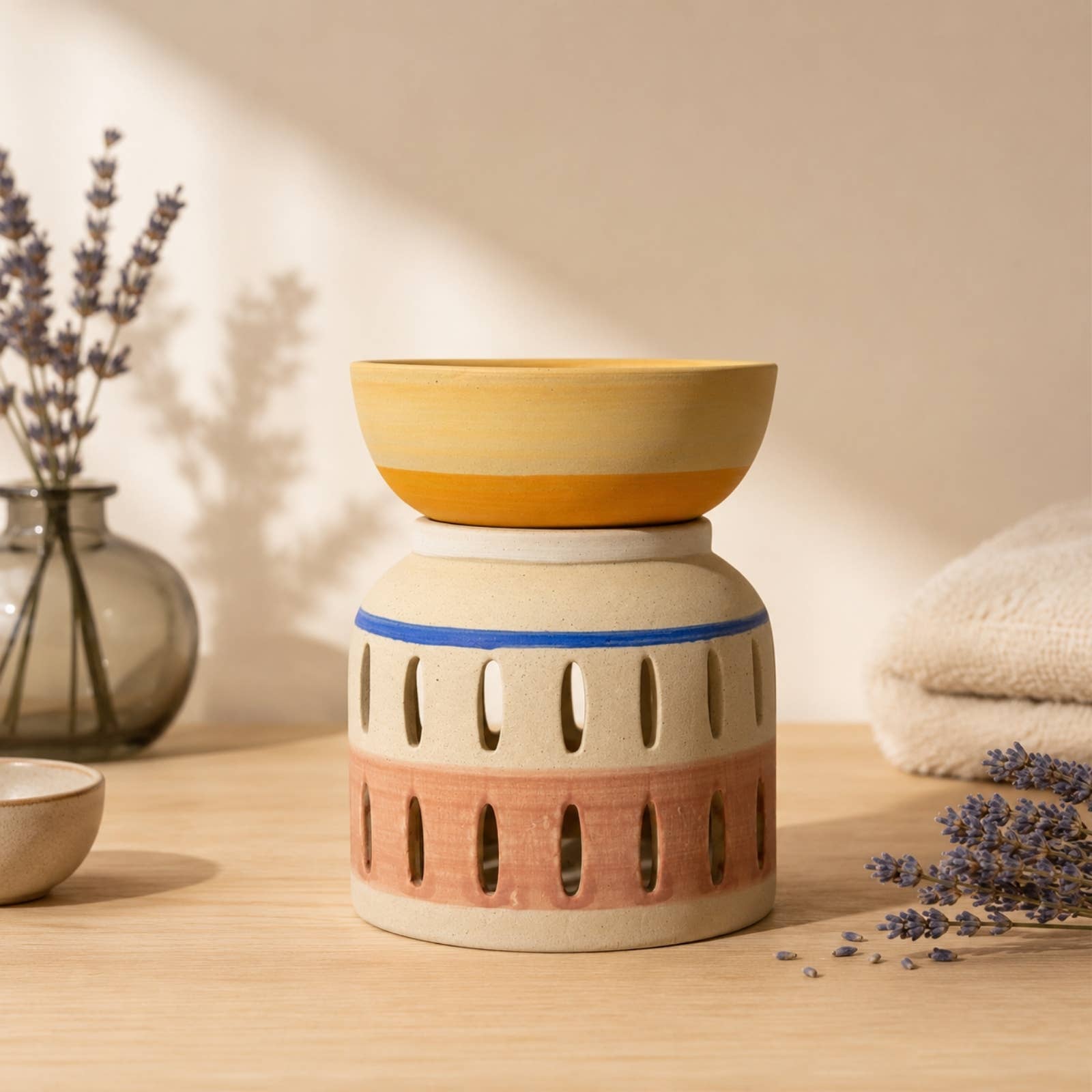 Lysmelter og duftvoks keramisk vase