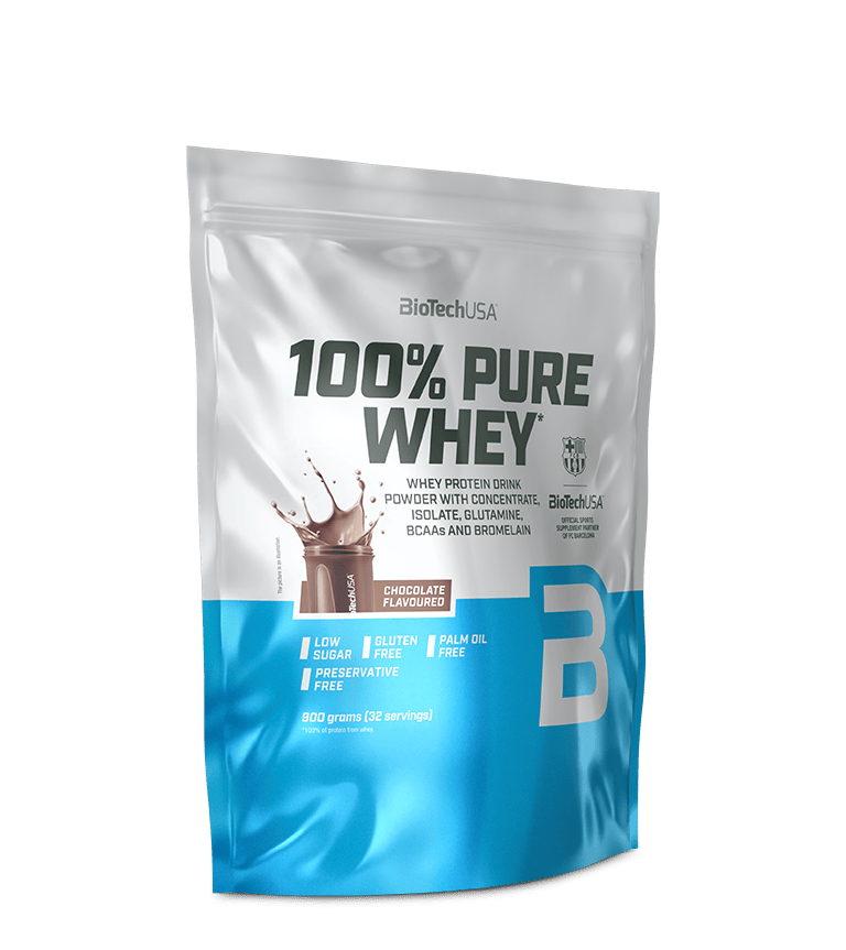 BioTechUSA 100% Pure Whey Protein 900 g med chokoladesmag, fritlagt pose