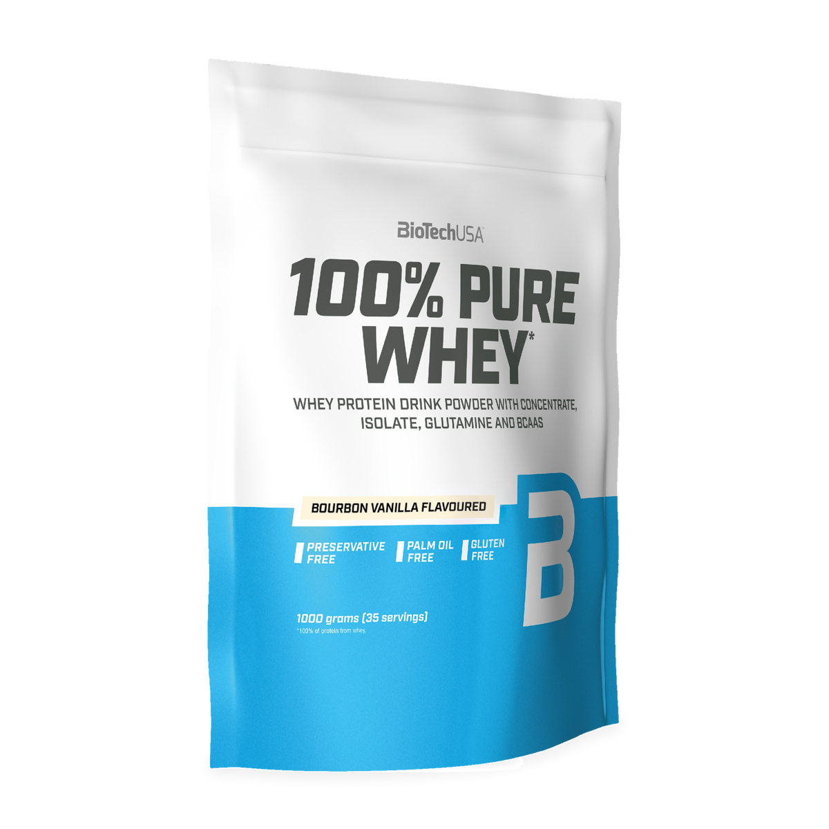 BioTechUSA 100% Pure Whey Protein med bourbon-vaniljesmag, 1000 g