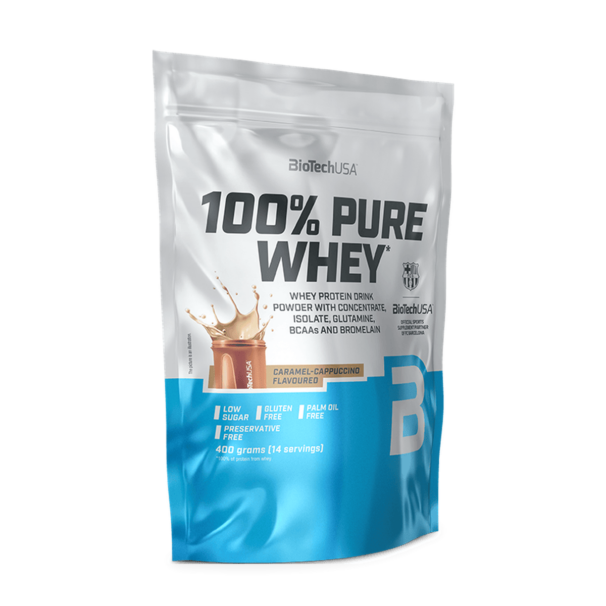 BioTechUSA 100% Pure Whey Protein med karamel-cappuccinosmag, 400 g