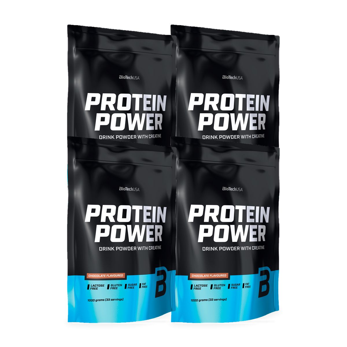 BioTechUSA Protein Power med chokoladesmag, 4 x 1000 g