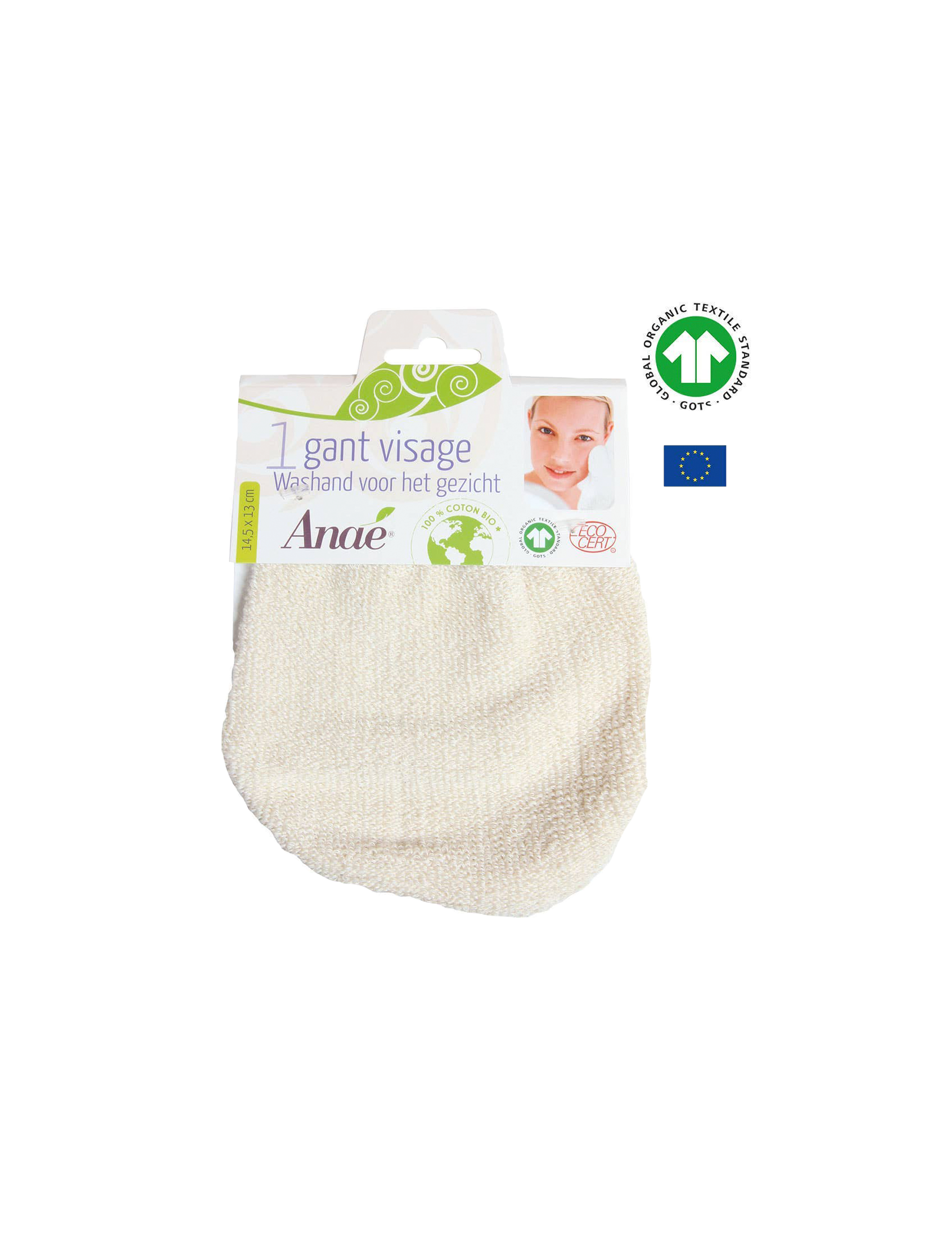 Økologisk bomuldsvaskehandske til ansig