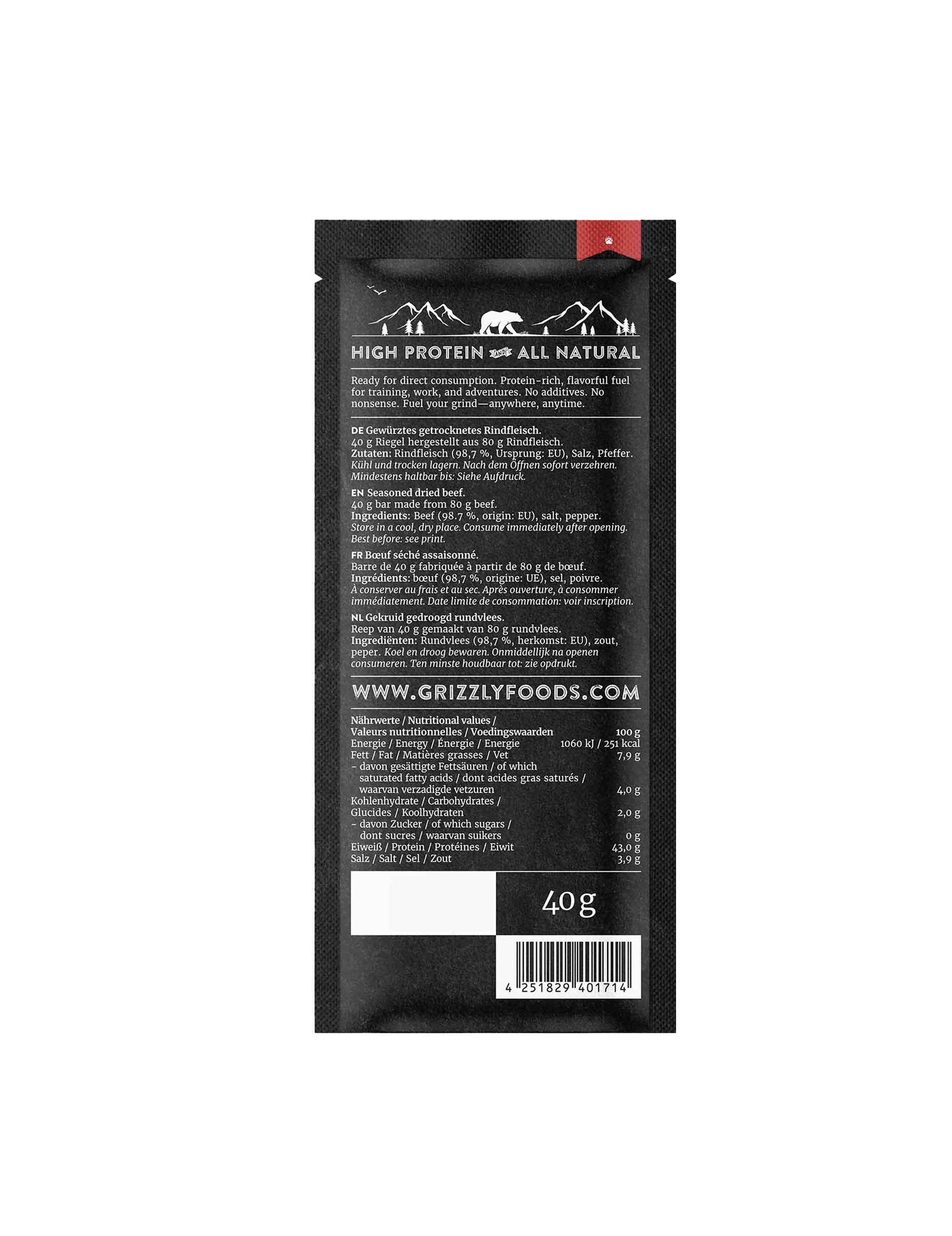 Oksekødsproteinbar (40g)