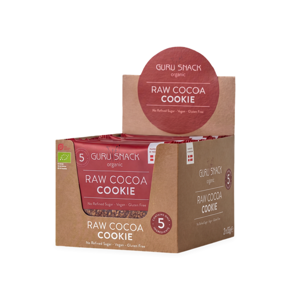 Guru Snack Raw Cookie Cocoa – økologisk (12 pak)