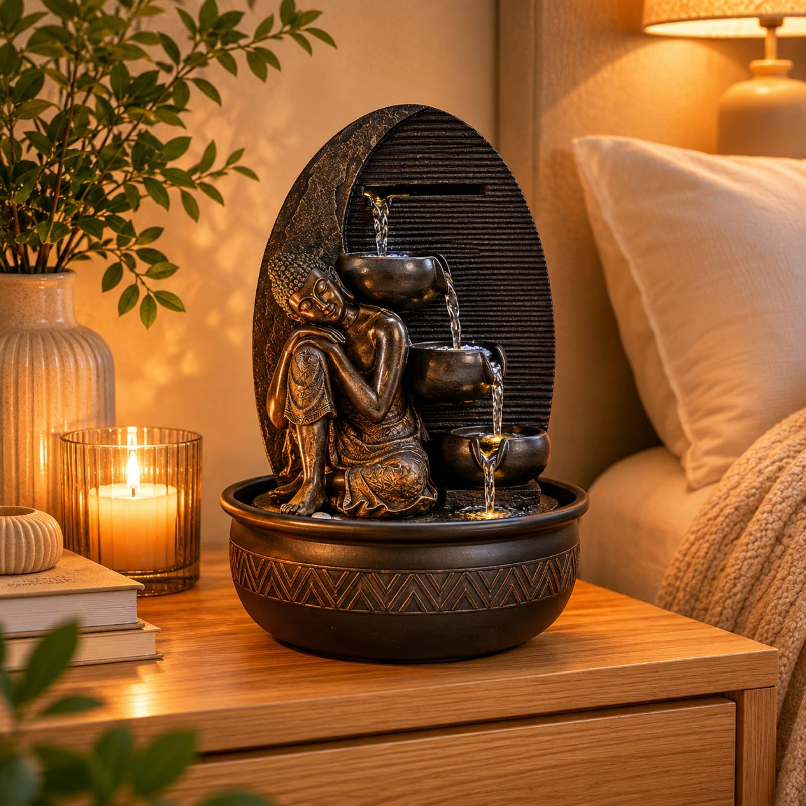 Grace Buddha Fontæne med LED