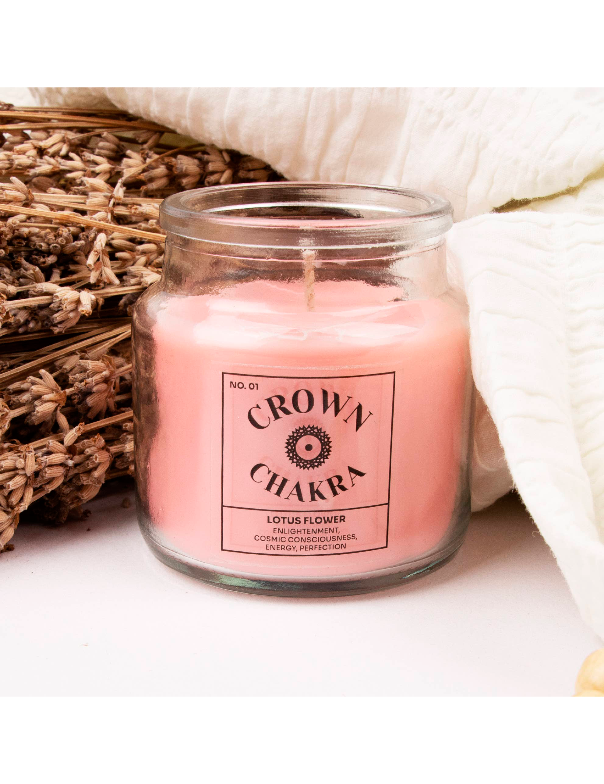 Crown Chakra Duftlys med Lotus – 250g