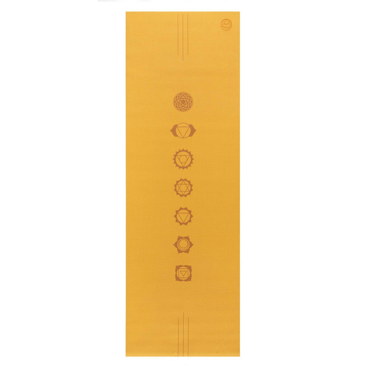 Bodynova LEELA Chakralign yogamåtte – gul med chakra-print