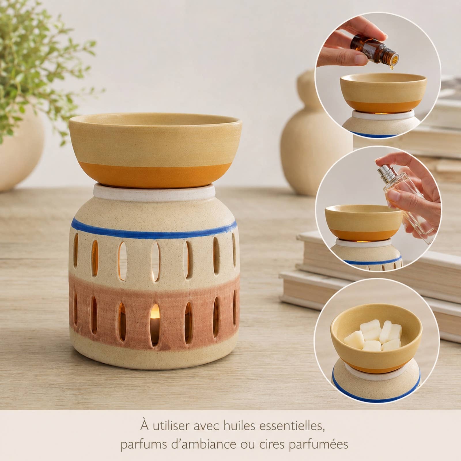 Lysmelter og duftvoks keramisk vase
