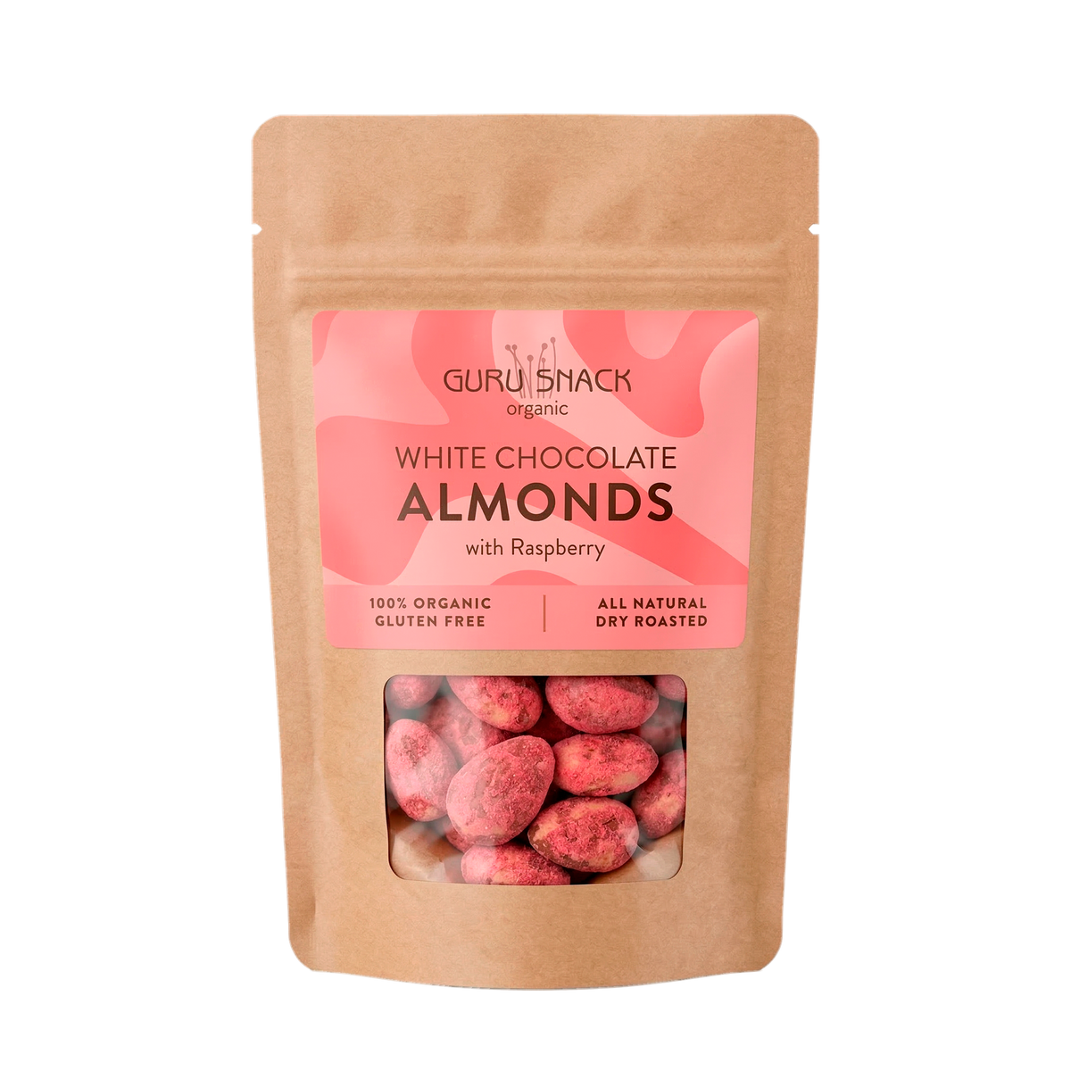 Guru Snack White Chocolate Almonds with Raspberry