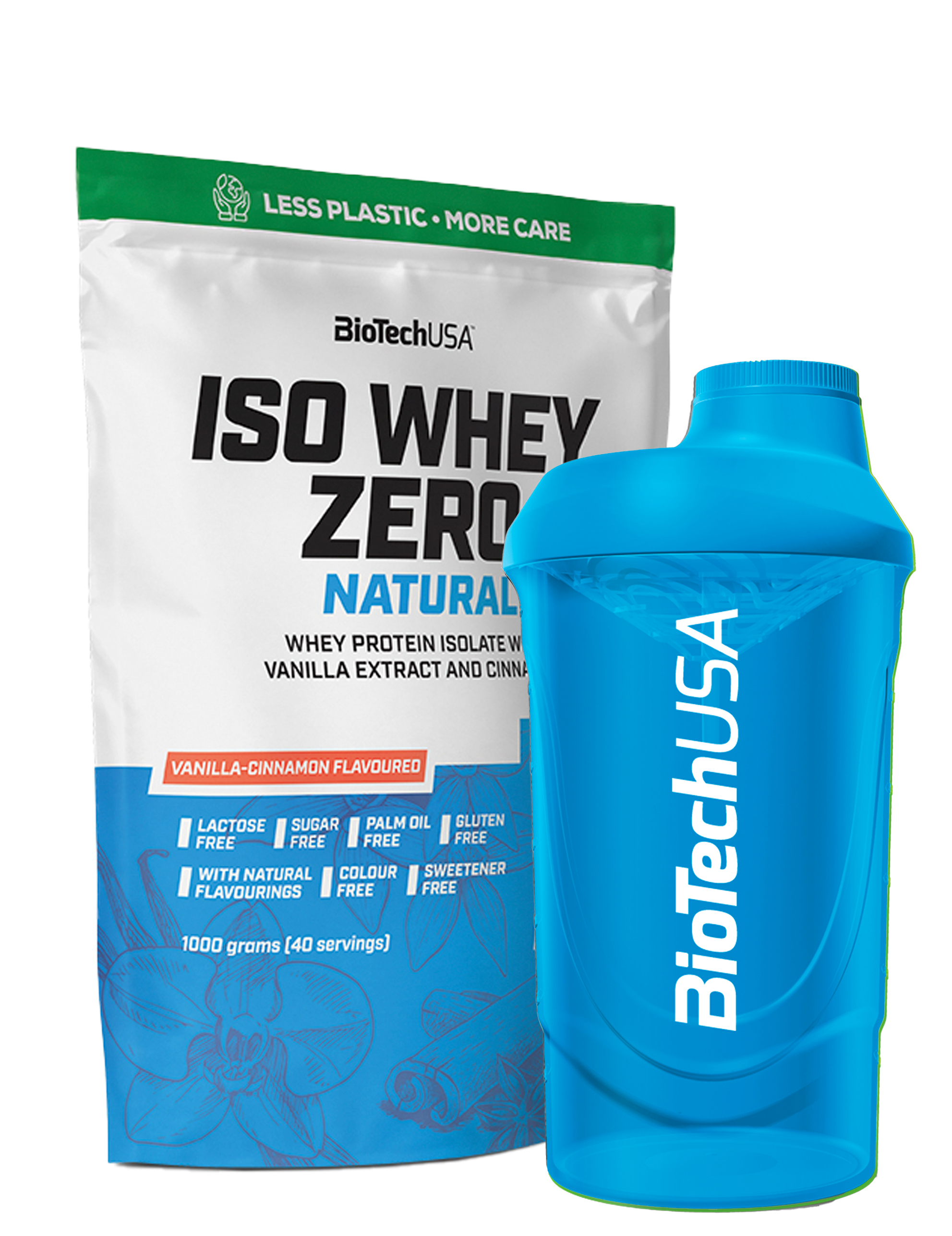 Iso Whey Zero Natural (1000g) + Valgfri Shaker