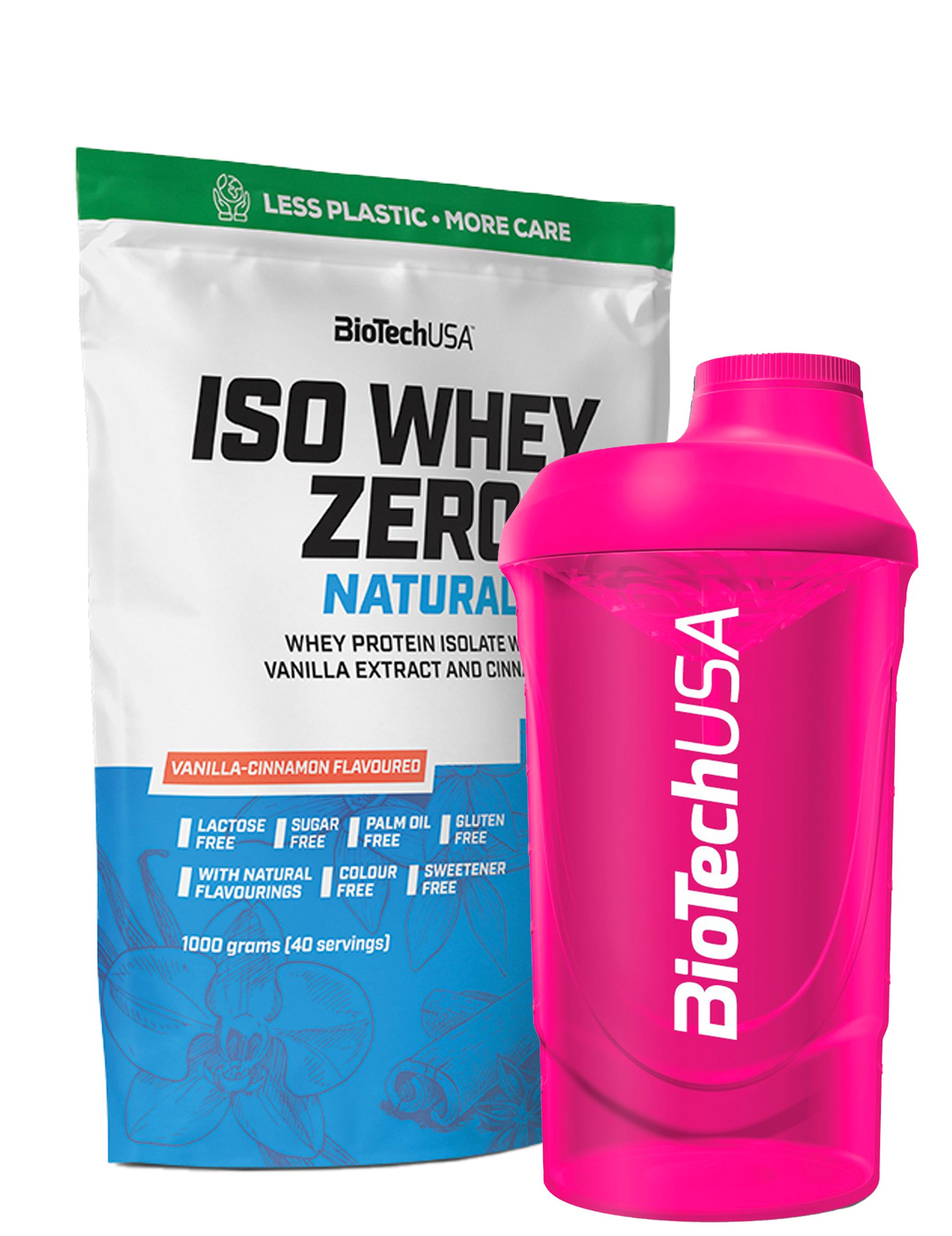 Iso Whey Zero Natural (1000g) + Valgfri Shaker