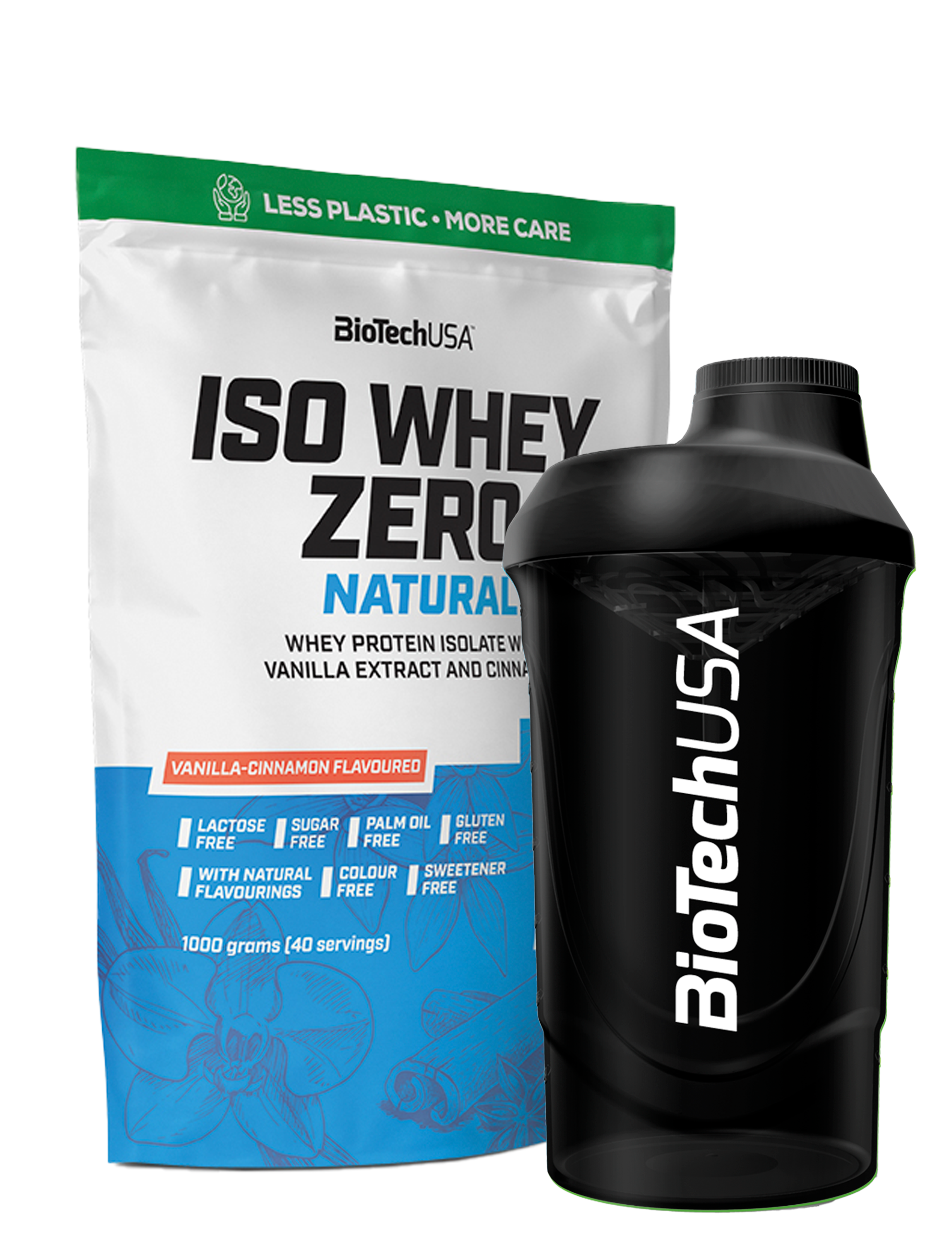 Iso Whey Zero Natural (1000g) + Valgfri Shaker