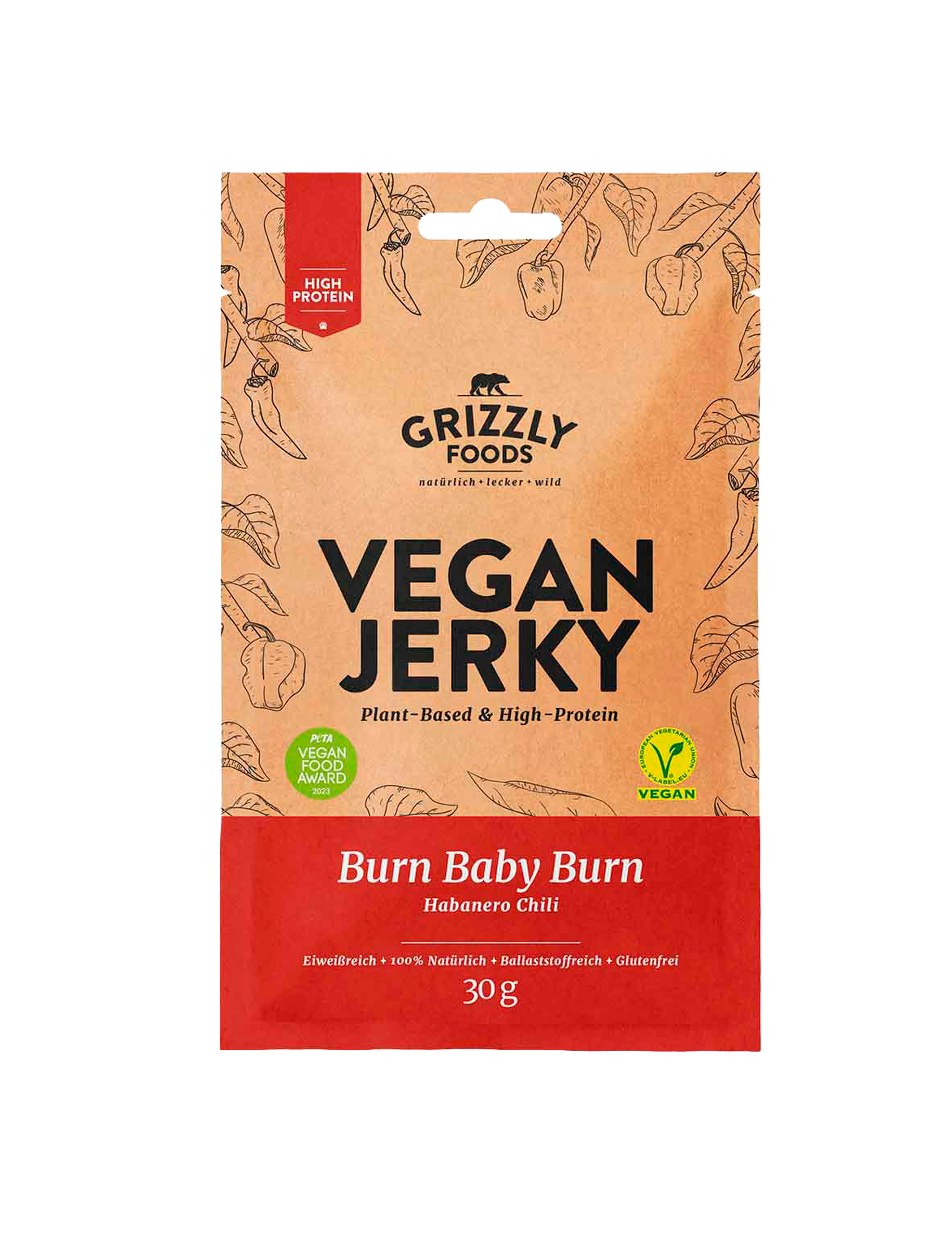 Vegan jerky med chili – Burn Baby Burn (30 g)