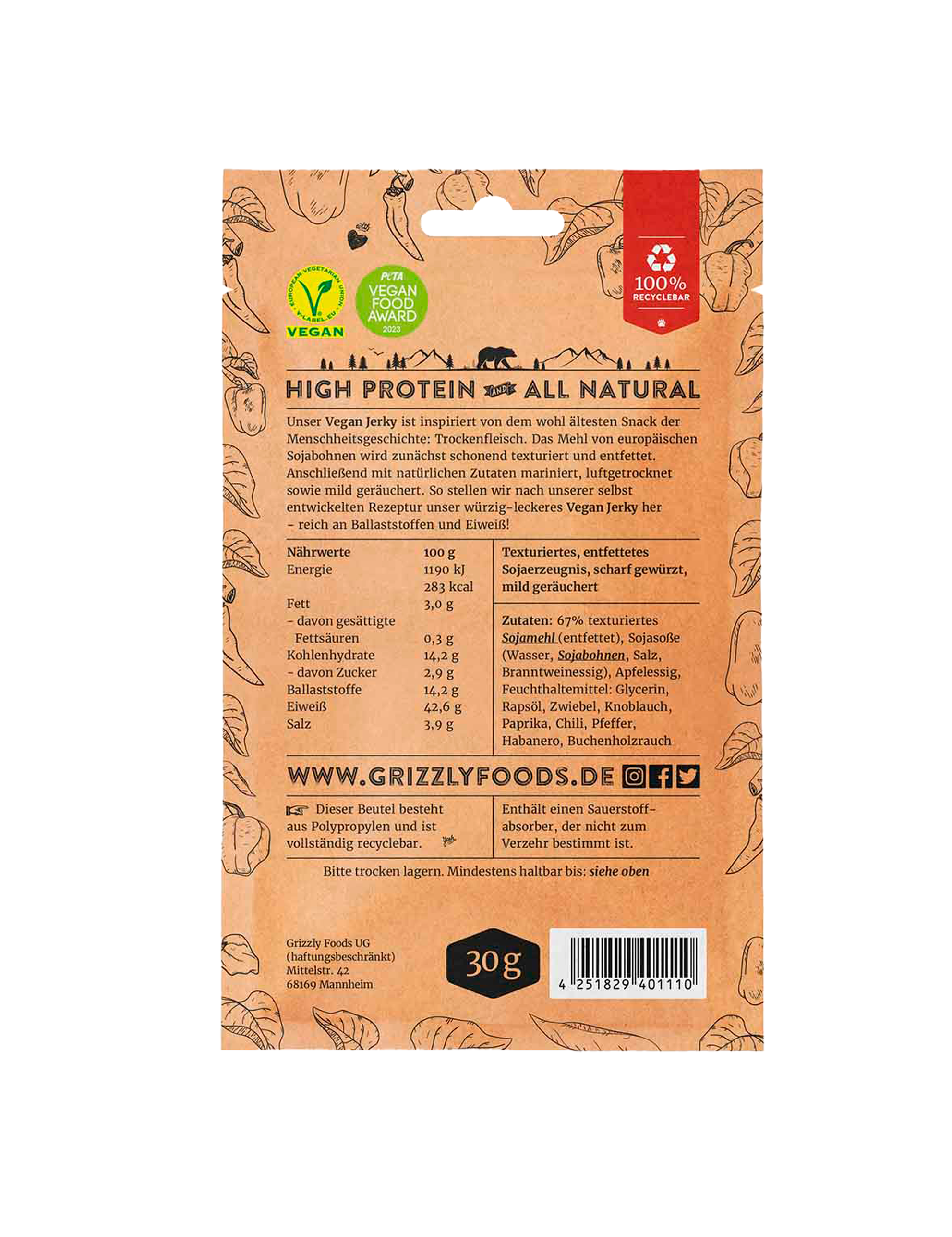 Vegan jerky med chili – Burn Baby Burn (30 g)