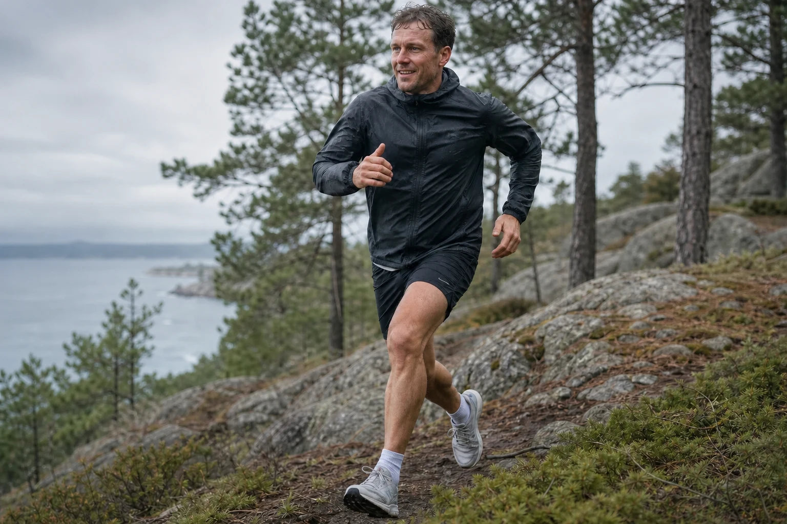 Løber bevæger sig på en skovsti